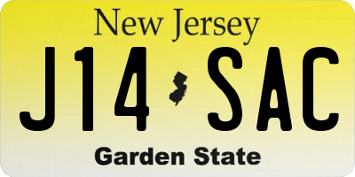 NJ license plate J14SAC
