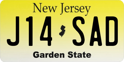 NJ license plate J14SAD