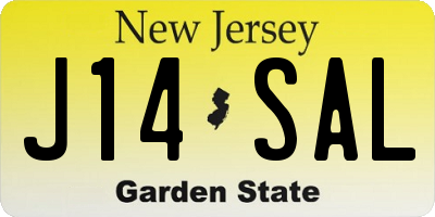 NJ license plate J14SAL
