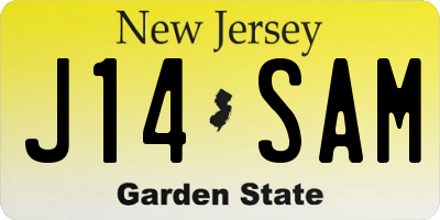 NJ license plate J14SAM