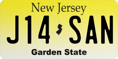 NJ license plate J14SAN