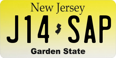 NJ license plate J14SAP