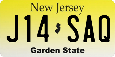 NJ license plate J14SAQ