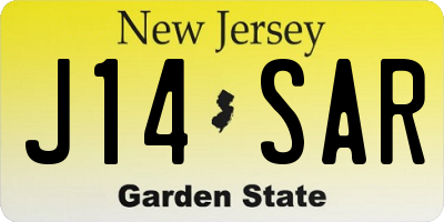 NJ license plate J14SAR