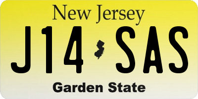 NJ license plate J14SAS