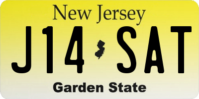 NJ license plate J14SAT