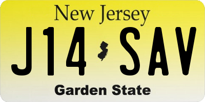 NJ license plate J14SAV