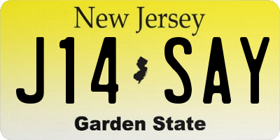 NJ license plate J14SAY