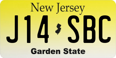 NJ license plate J14SBC