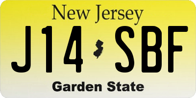 NJ license plate J14SBF