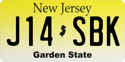 NJ license plate J14SBK