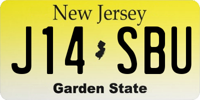 NJ license plate J14SBU