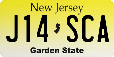 NJ license plate J14SCA