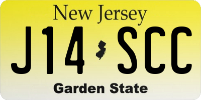 NJ license plate J14SCC