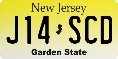 NJ license plate J14SCD