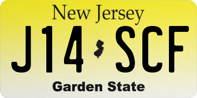 NJ license plate J14SCF