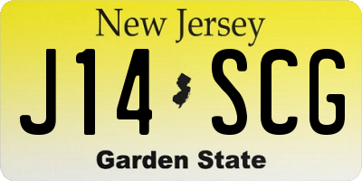 NJ license plate J14SCG