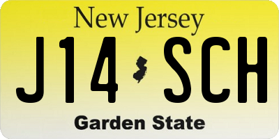 NJ license plate J14SCH