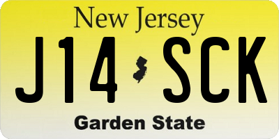 NJ license plate J14SCK