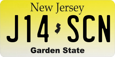 NJ license plate J14SCN