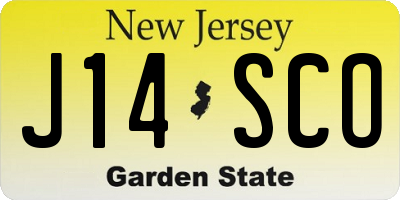 NJ license plate J14SCO