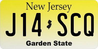 NJ license plate J14SCQ