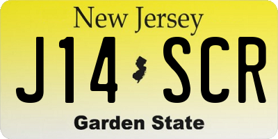NJ license plate J14SCR