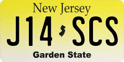 NJ license plate J14SCS