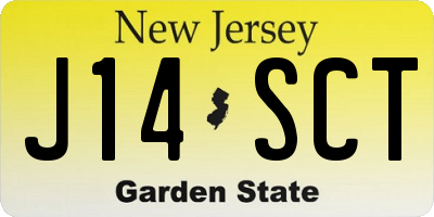 NJ license plate J14SCT