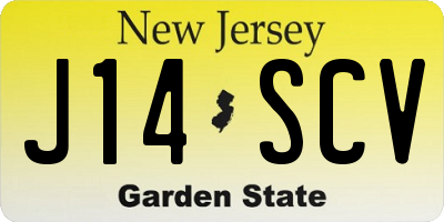 NJ license plate J14SCV