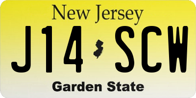 NJ license plate J14SCW