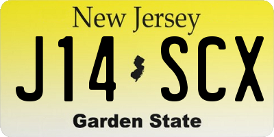 NJ license plate J14SCX