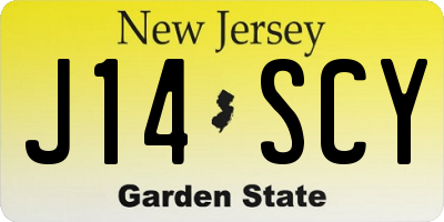 NJ license plate J14SCY