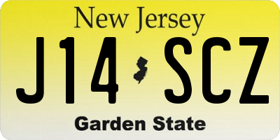 NJ license plate J14SCZ