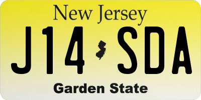 NJ license plate J14SDA