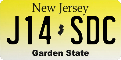 NJ license plate J14SDC
