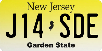 NJ license plate J14SDE