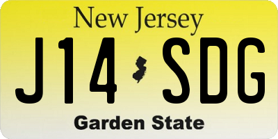 NJ license plate J14SDG