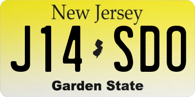 NJ license plate J14SDO