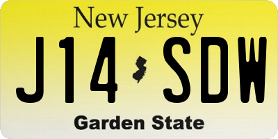 NJ license plate J14SDW