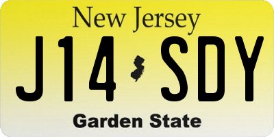 NJ license plate J14SDY