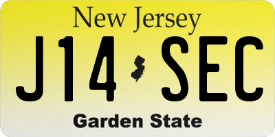 NJ license plate J14SEC