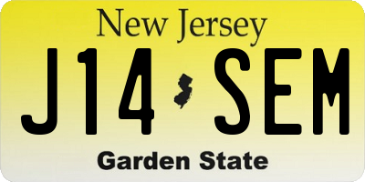 NJ license plate J14SEM