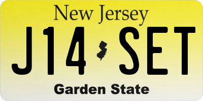 NJ license plate J14SET