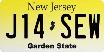 NJ license plate J14SEW