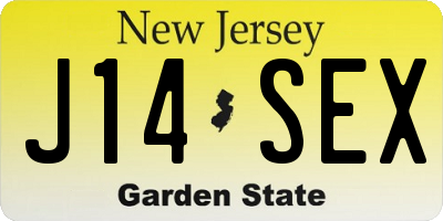 NJ license plate J14SEX