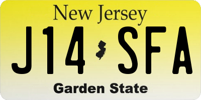 NJ license plate J14SFA