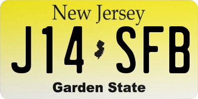 NJ license plate J14SFB