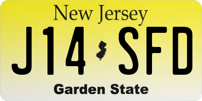 NJ license plate J14SFD