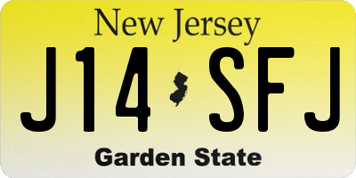 NJ license plate J14SFJ